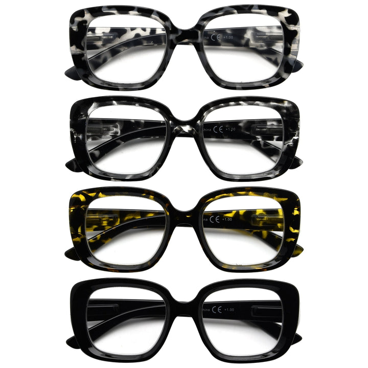4 Pack Classic Thicker Frame Reading Glasses R2035