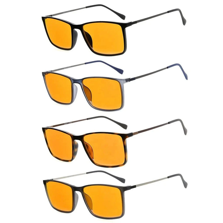 4 Pack Orange Lens Rectangle Blue Light Blocking Reading Glasses DSDT1783