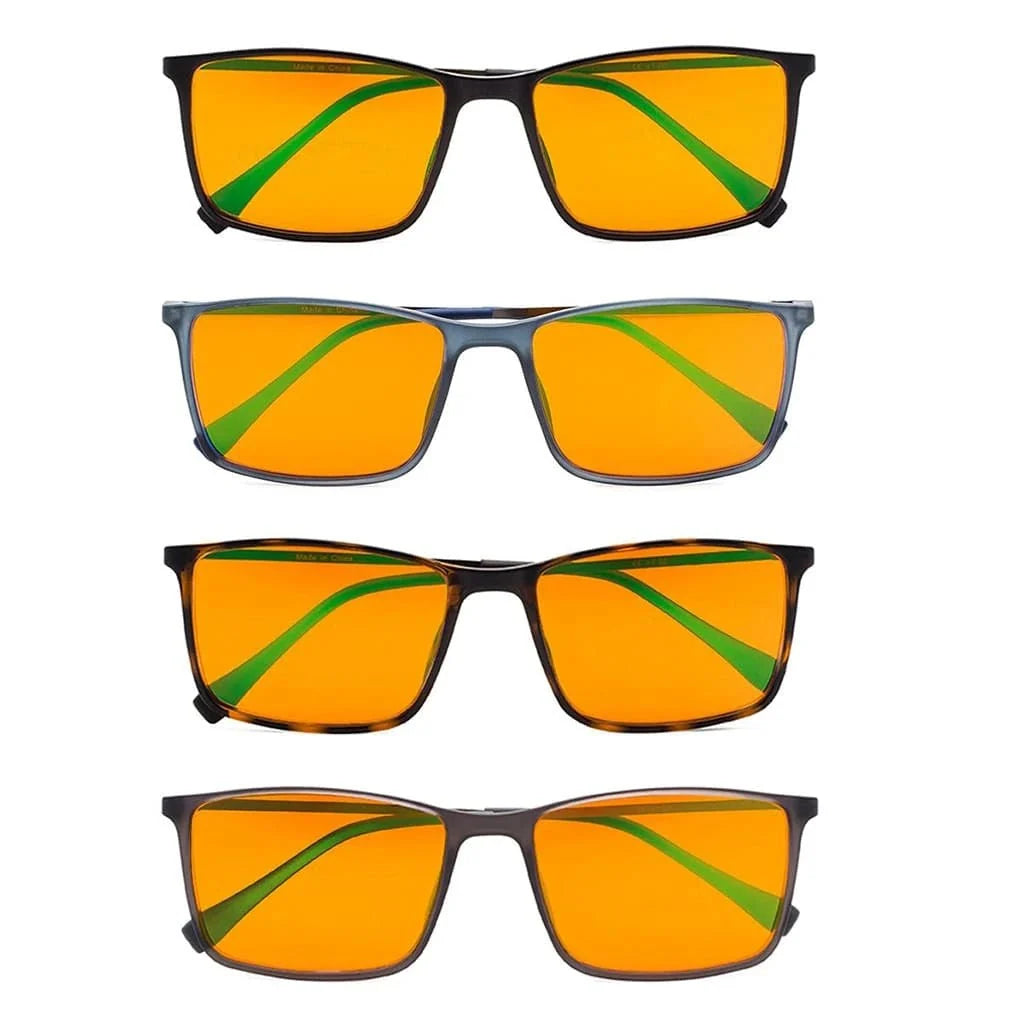 4 Pack Orange Lens Rectangle Blue Light Blocking Reading Glasses DSDT1783
