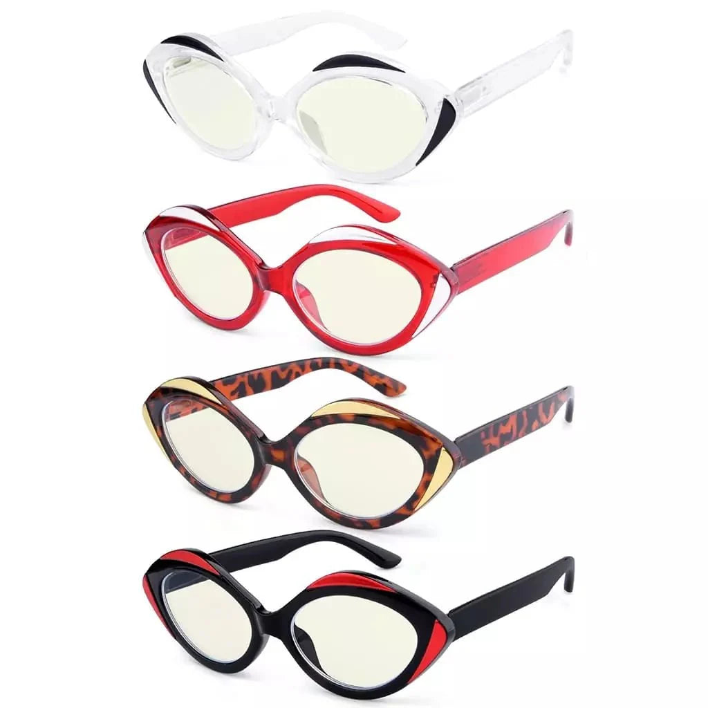 4 Pack Oval Blue Light Filter Reading Glasses UV2128