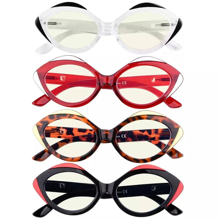 4 Pack Oval Blue Light Filter Reading Glasses UV2128