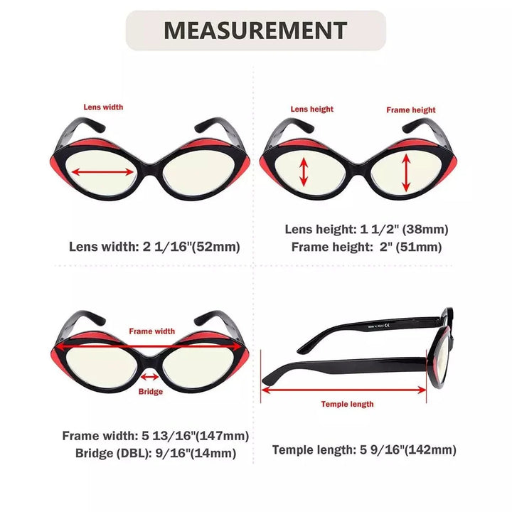 4 Pack Oval Blue Light Filter Reading Glasses UV2128