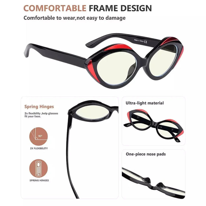 4 Pack Oval Blue Light Filter Reading Glasses UV2128