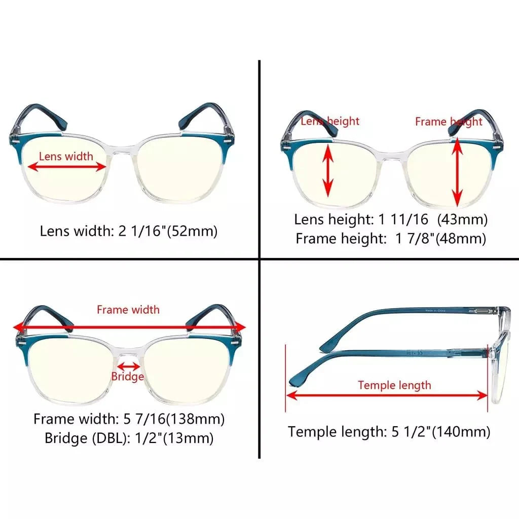 4 Pack Oval Blue Light Filter Reading Glasses UVR9001C