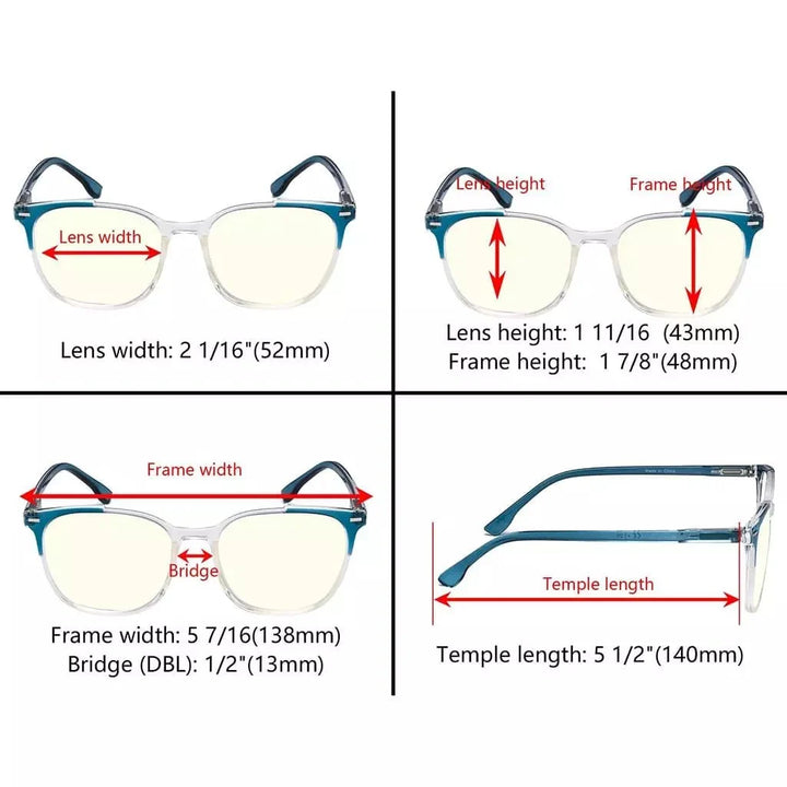 4 Pack Oval Blue Light Filter Reading Glasses UVR9001C