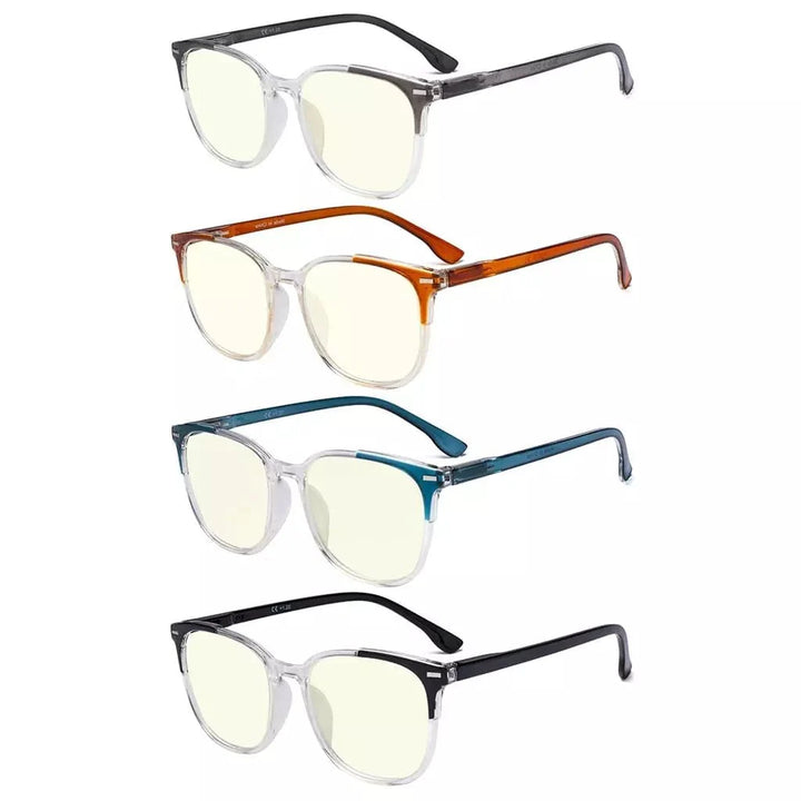 4 Pack Oval Blue Light Filter Reading Glasses UVR9001C