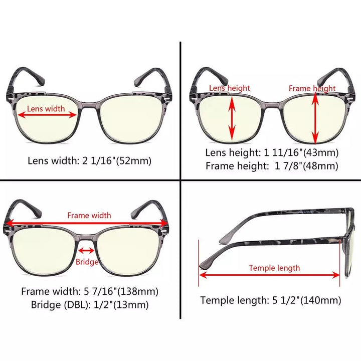 4 Pack Oval Blue Light Filter Reading Glasses UVR9001D