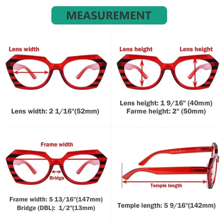 4 Pack Oval Design Bifocal Reading Glasses Stripe Readers BR2135