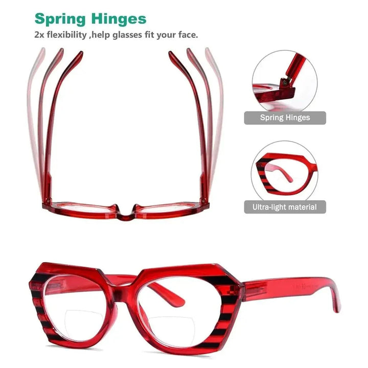 4 Pack Oval Design Bifocal Reading Glasses Stripe Readers BR2135