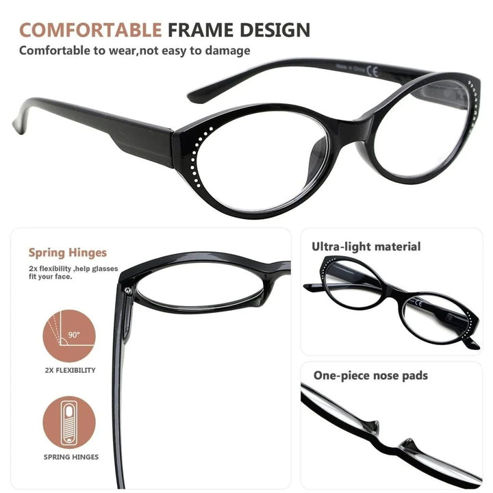 4 Pack Oval Readers Reading Glasses R2036