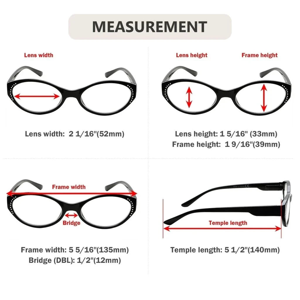 4 Pack Oval Readers Reading Glasses R2036