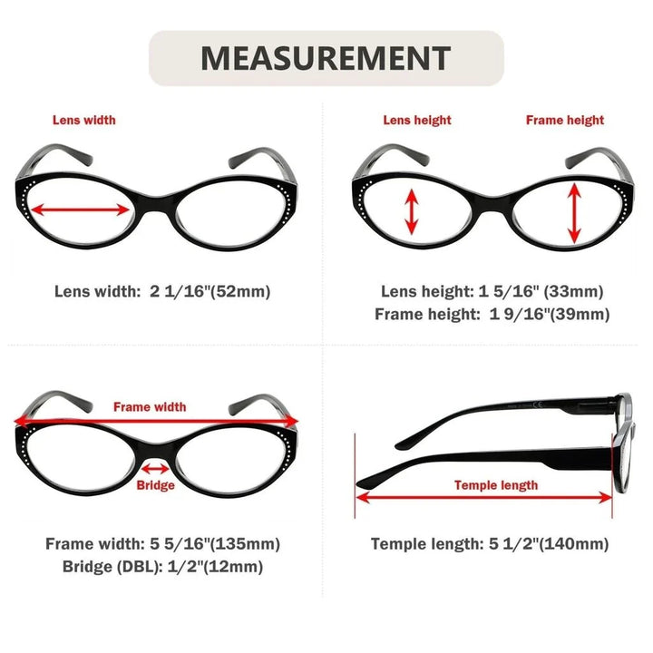 4 Pack Oval Readers Reading Glasses R2036