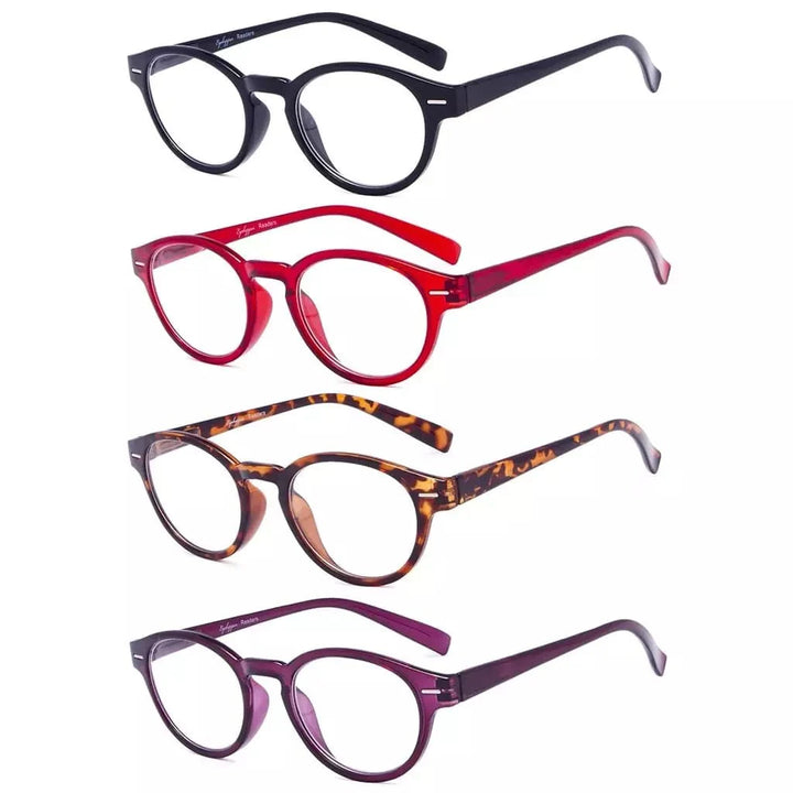 4 Pack Oval Reading Glasses Retro Readers R091