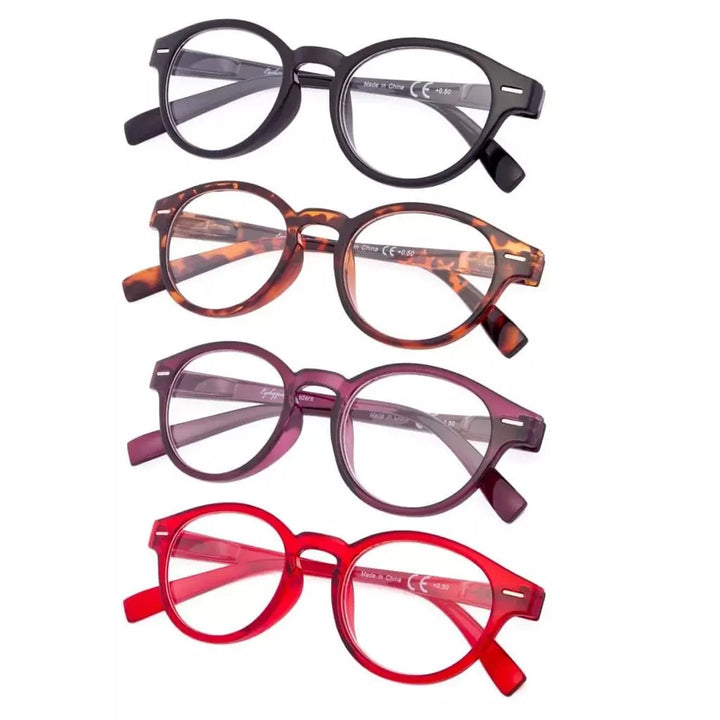 4 Pack Oval Reading Glasses Retro Readers R091