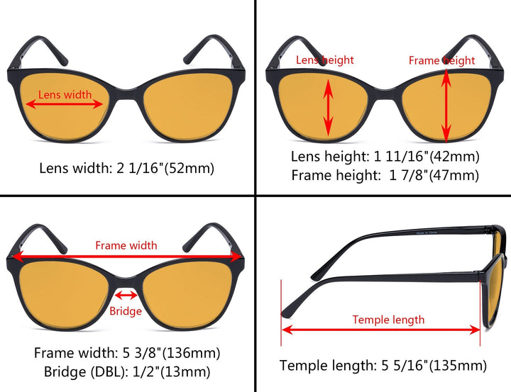 4 Pack Cat Eye Blue Light Blocking Reading Glasses