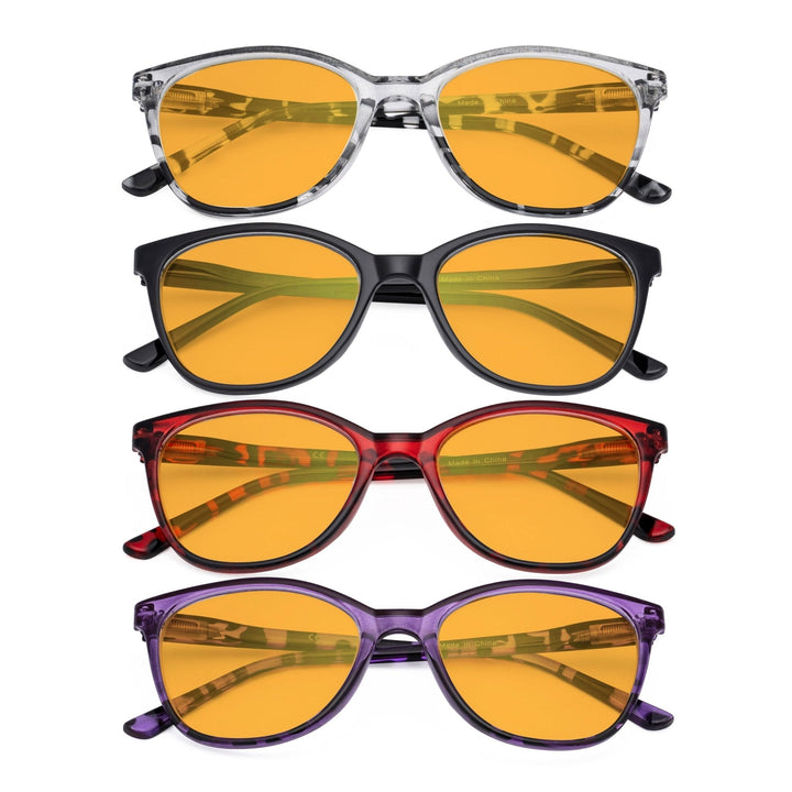 4 Pack Cat Eye Blue Light Blocking Reading Glasses