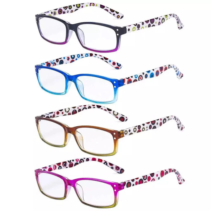 4 Pack Patterned Temple Polka Dot Reading Glasses R103P