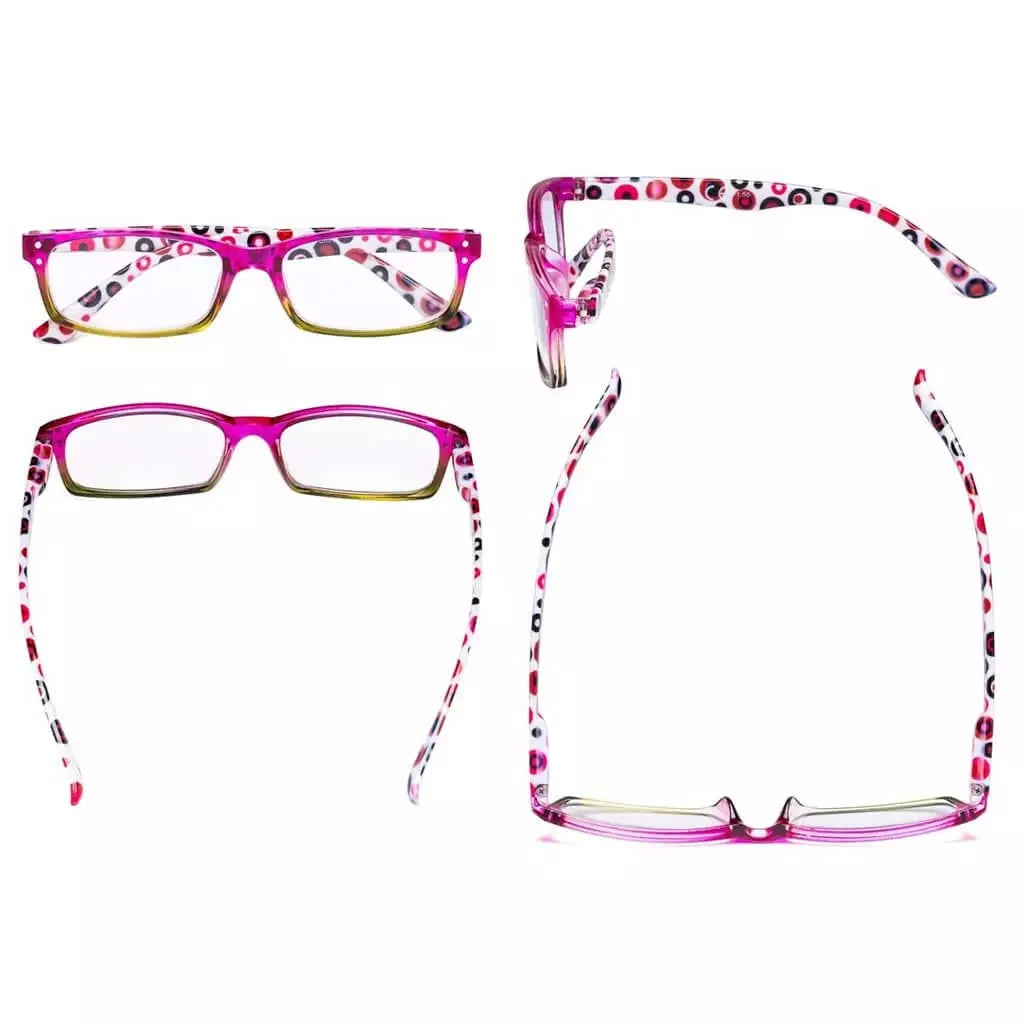 4 Pack Patterned Temple Polka Dot Reading Glasses R103P