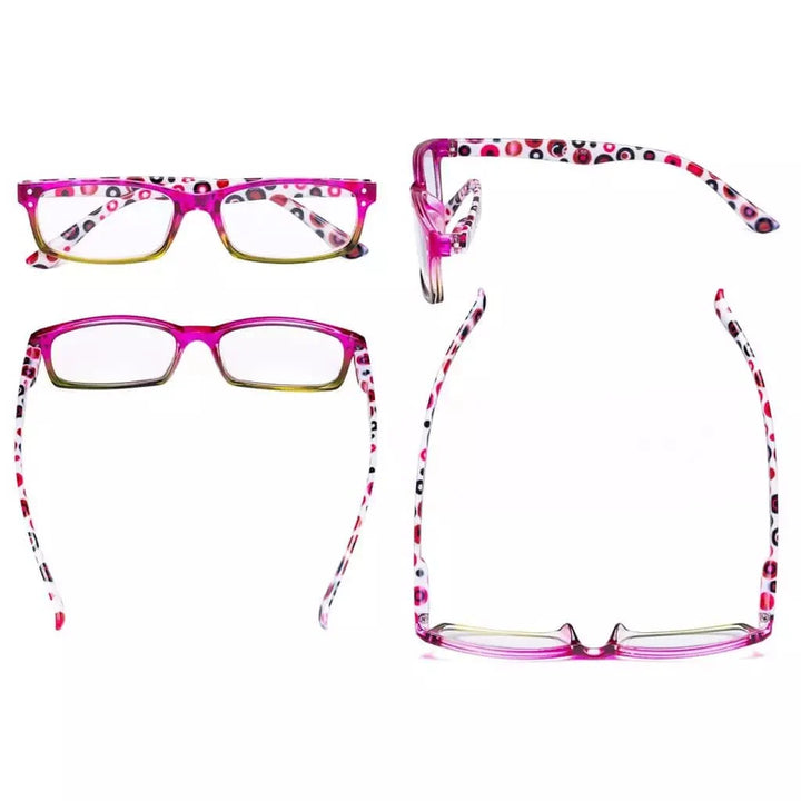 4 Pack Patterned Temple Polka Dot Reading Glasses R103P