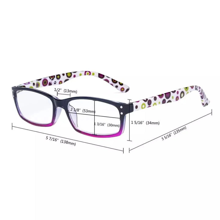 4 Pack Patterned Temple Polka Dot Reading Glasses R103P