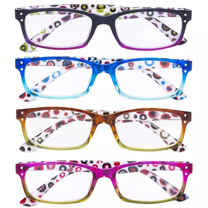 4 Pack Patterned Temple Polka Dot Reading Glasses R103P