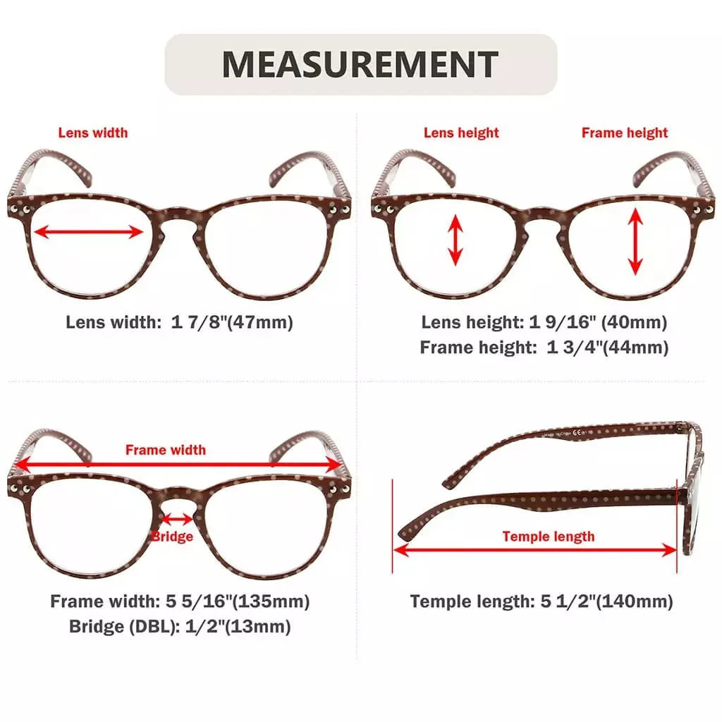 4 Pack Polka Dots Pattern Reading Glasses R060P
