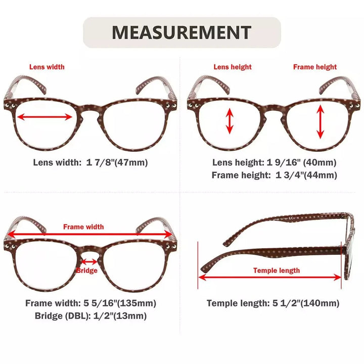4 Pack Polka Dots Pattern Reading Glasses R060P