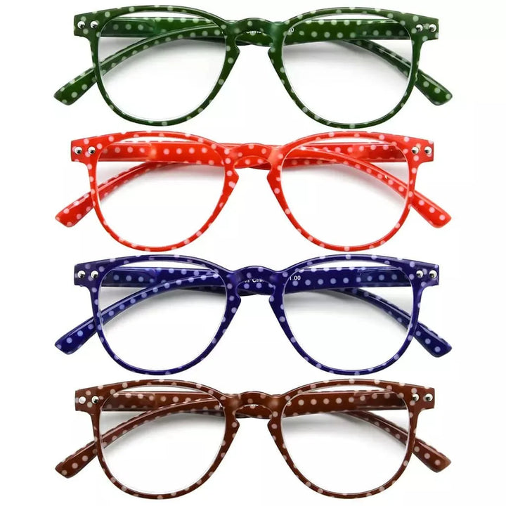 4 Pack Polka Dots Pattern Reading Glasses R060P