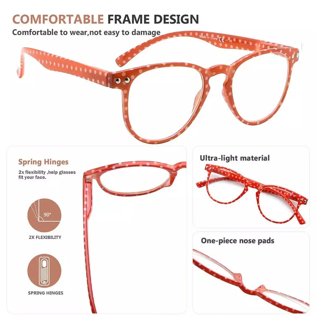 4 Pack Polka Dots Pattern Reading Glasses R060P