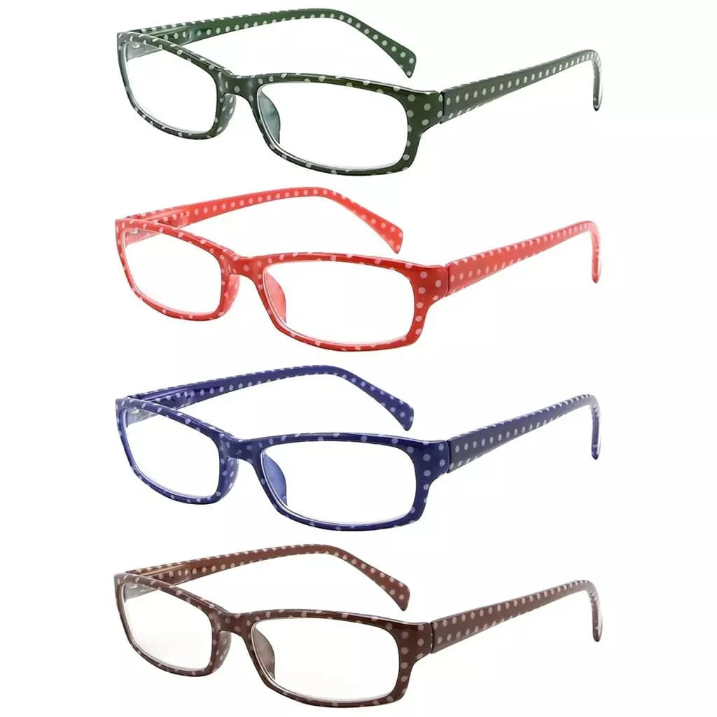 4 Pack Polka Dots Pattern Temple Reading Glasses RT1803PB