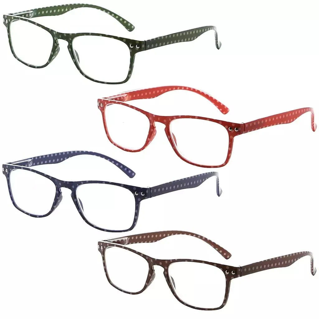 4 Pack Polka Dots Reading Glasses R046P