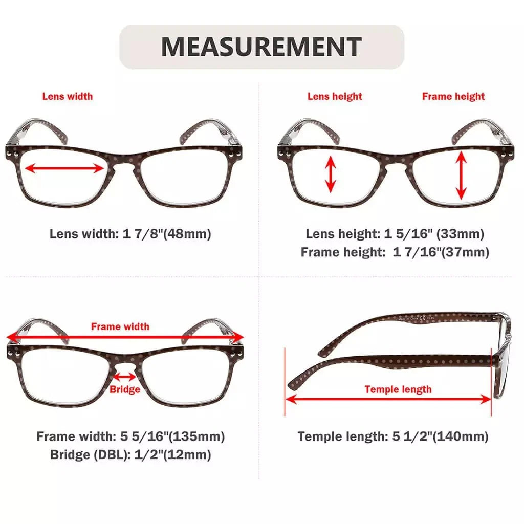 4 Pack Polka Dots Reading Glasses R046P