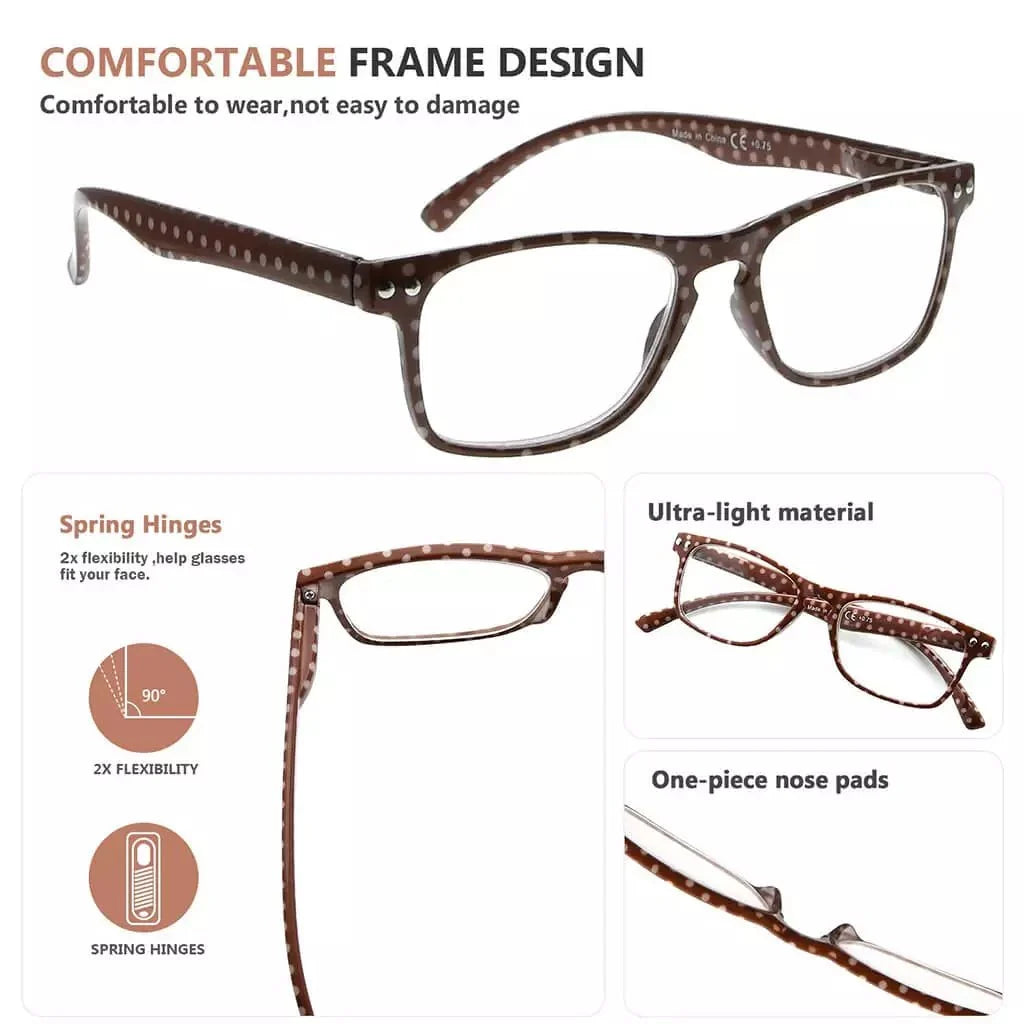 4 Pack Polka Dots Reading Glasses R046P