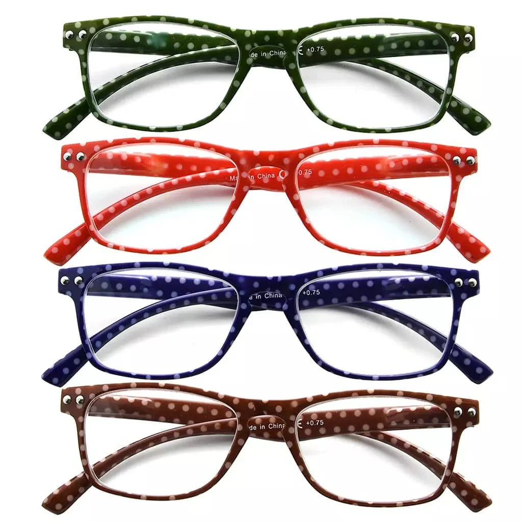4 Pack Polka Dots Reading Glasses R046P