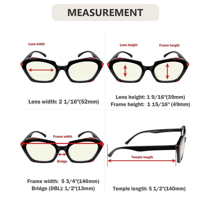 4 Pack Polygon Blue Light Filter Reading Glasses UV2129
