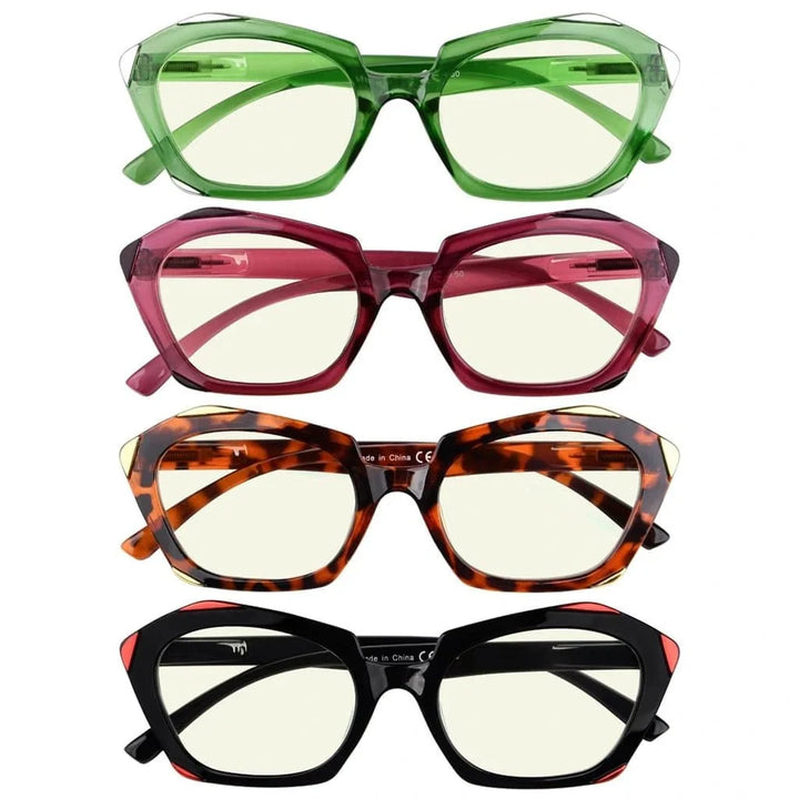 4 Pack Polygon Blue Light Filter Reading Glasses UV2129