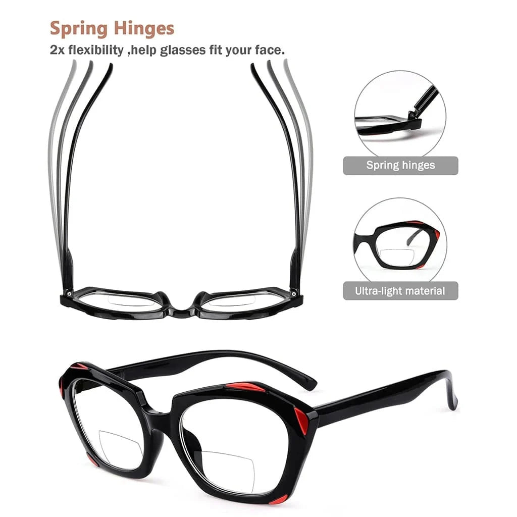 4 Pack Polygon Retro Bifocal Reading Glasses Edgy Readers BR2129