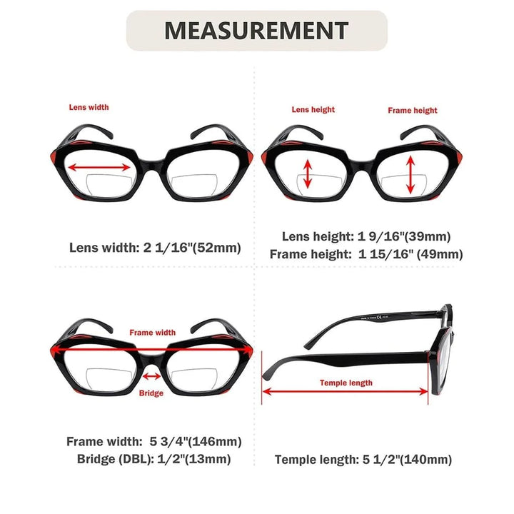 4 Pack Polygon Retro Bifocal Reading Glasses Edgy Readers BR2129