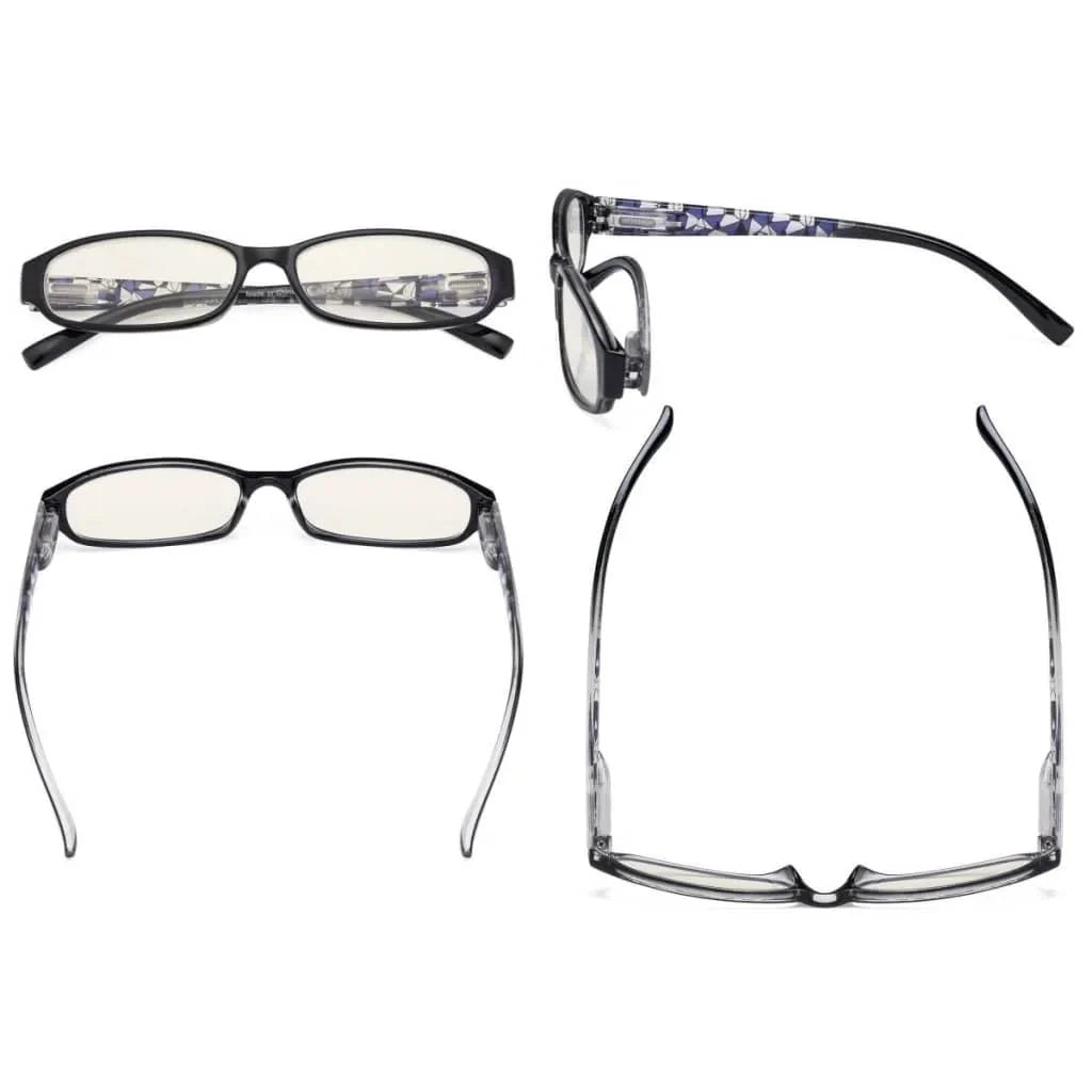 4 Pack Print Blue Light Filter Reading Glasses UVR9104T