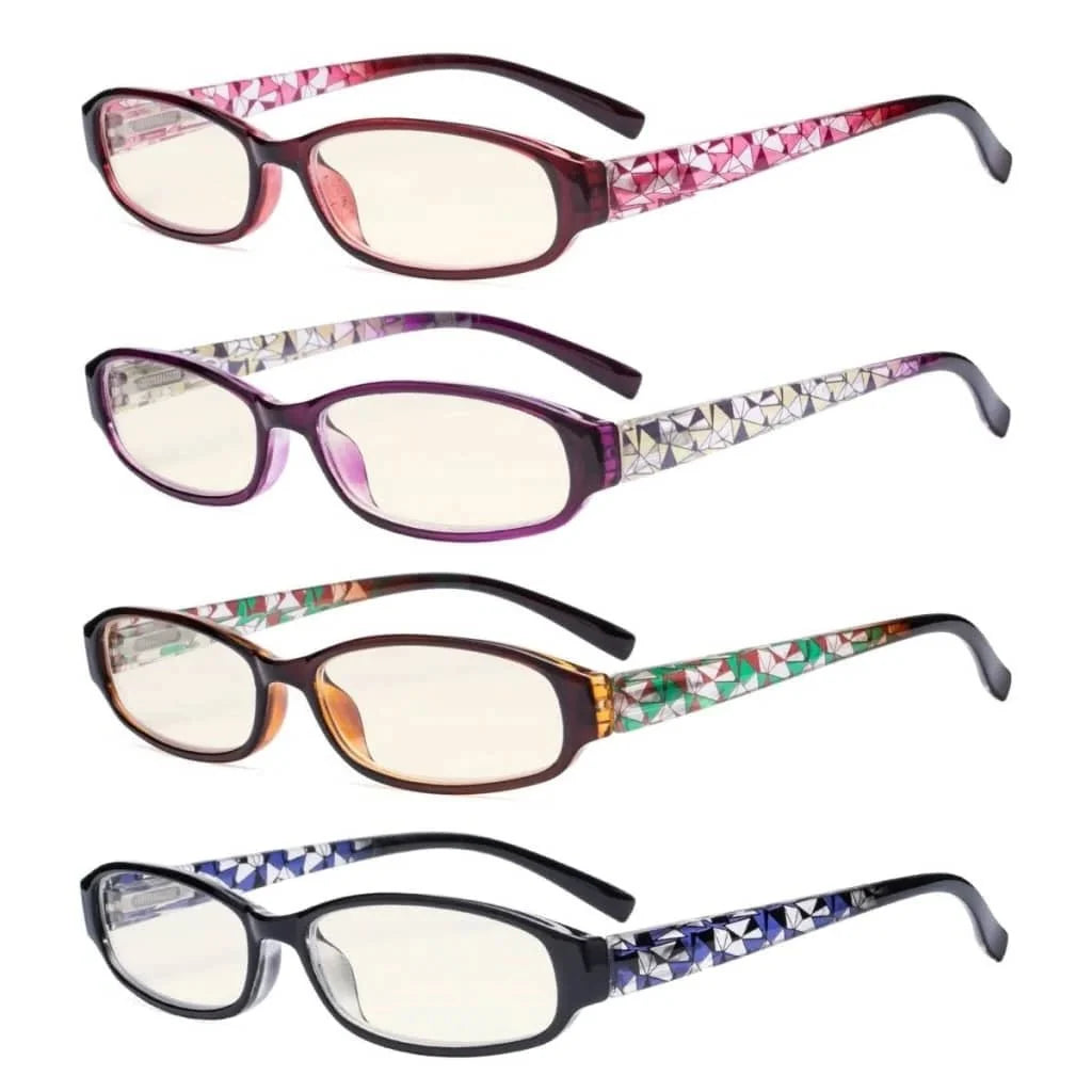 4 Pack Print Blue Light Filter Reading Glasses UVR9104T