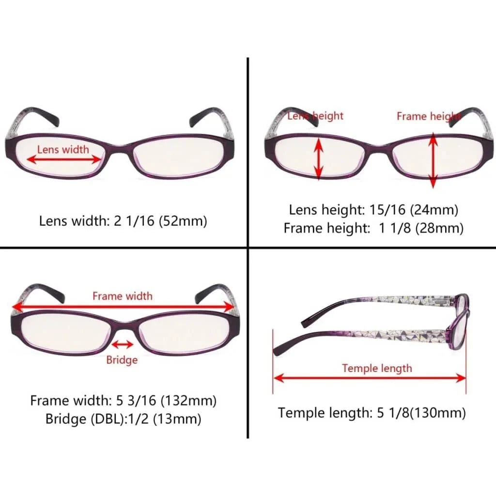 4 Pack Print Blue Light Filter Reading Glasses UVR9104T
