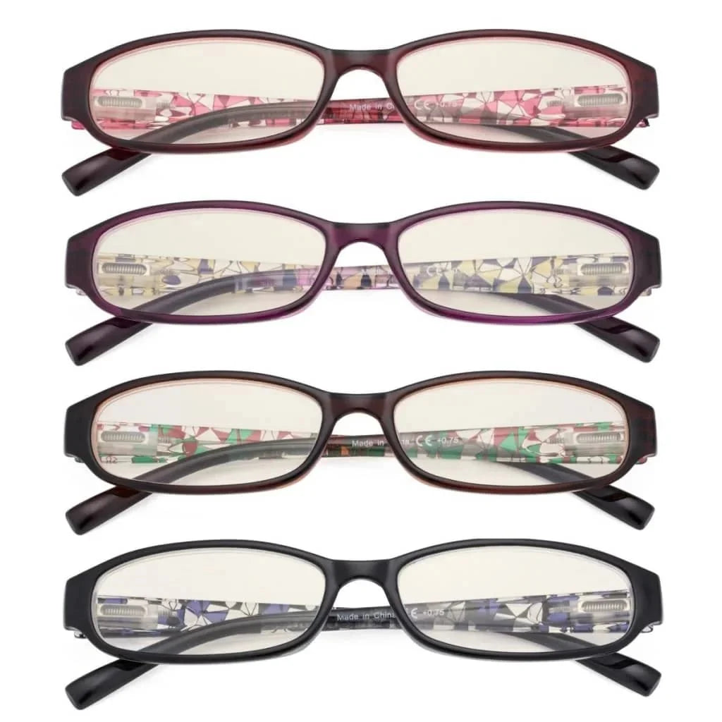 4 Pack Print Blue Light Filter Reading Glasses UVR9104T