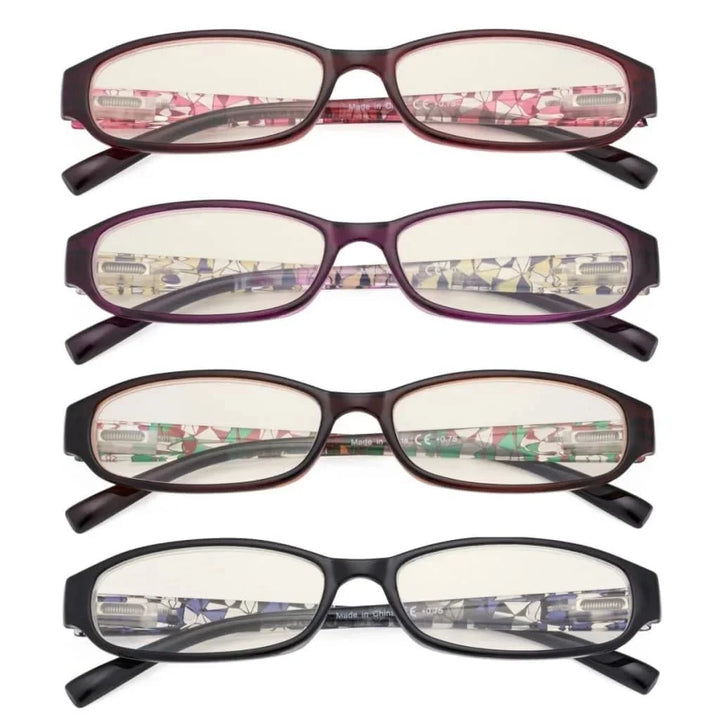 4 Pack Print Blue Light Filter Reading Glasses UVR9104T