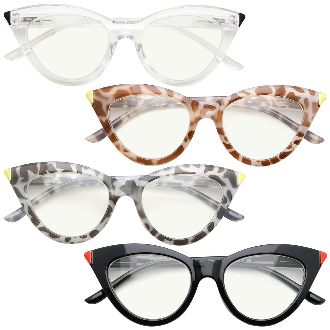 4 Pack Cat Eye Progressives Multifocus Reading Glasses