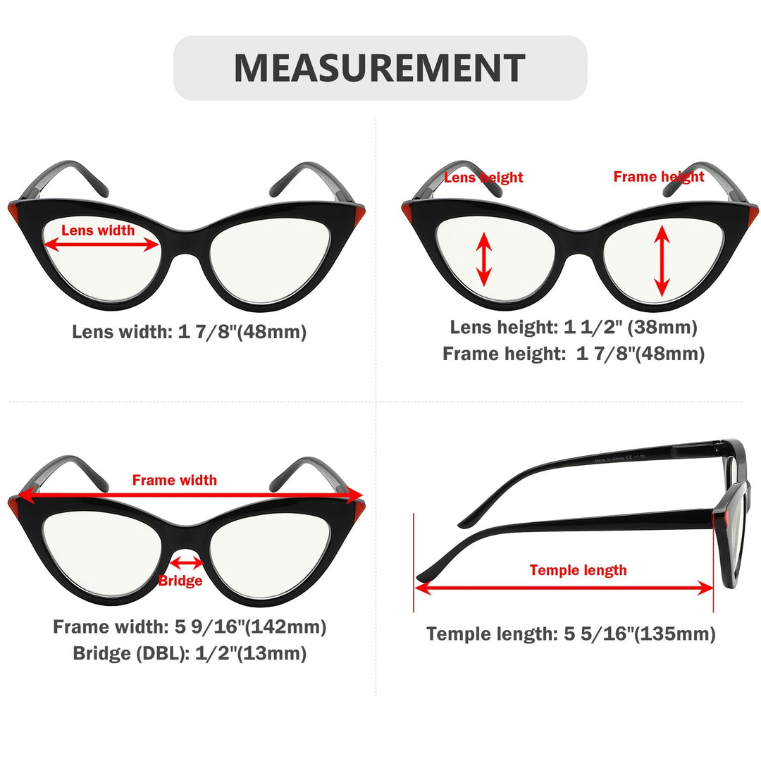 4 Pack Cat Eye Progressives Multifocus Reading Glasses