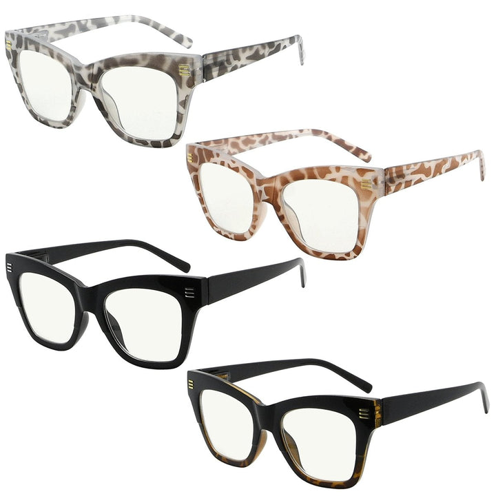 4 Pack Leopard Print Stylish Multifocus Reading Glasses M2111