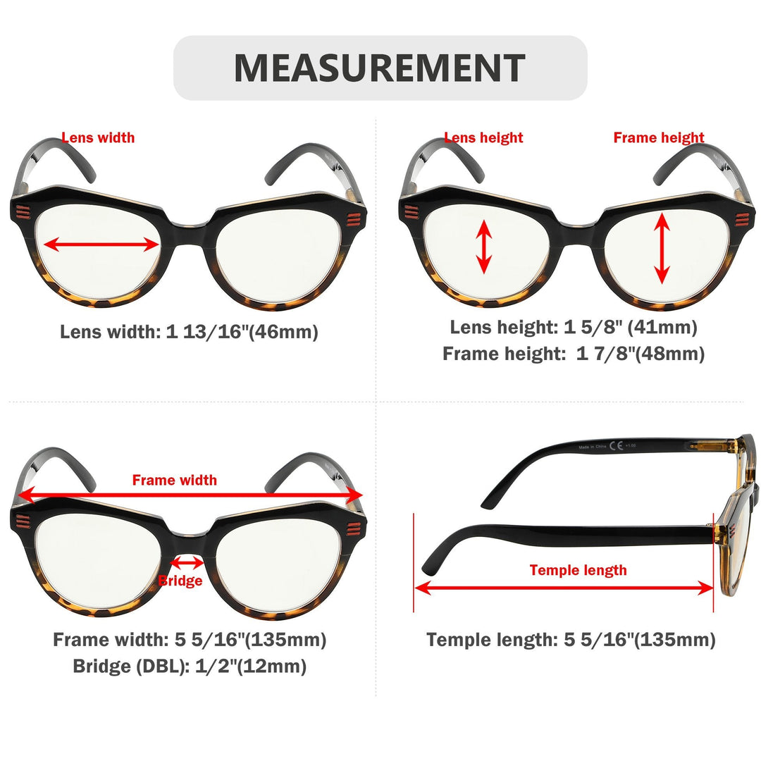 4 Pack Cat Eye Progressives Multifocus Reading Glasses