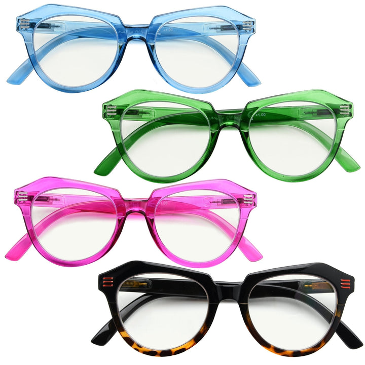 4 Pack Cat Eye Progressives Multifocus Reading Glasses