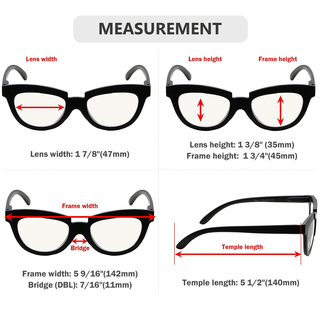 4 Pack Cat Eye Multifocus Reading Glasses