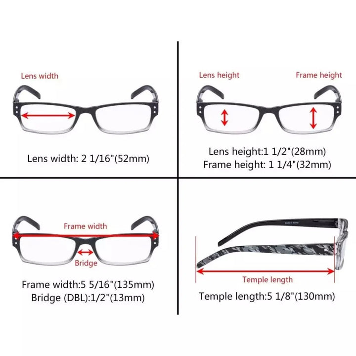 4 Pack Reading Glasses Fashion Readers R012B-A